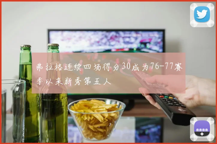 弗拉格连续四场得分30成为76-77赛季以来新秀第五人